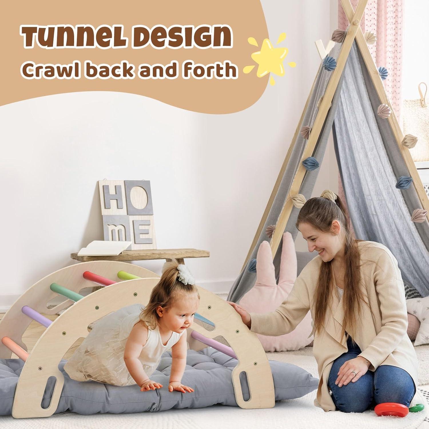 Escalador Arcoíris COSYLAND para Niños con Cojín - Juguete de Madera