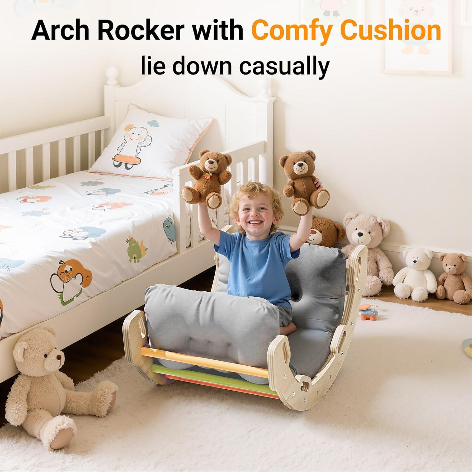 Escalador Arcoíris COSYLAND para Niños con Cojín - Juguete de Madera