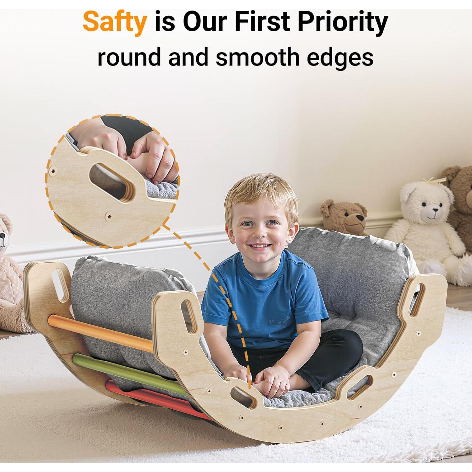 Escalador Arcoíris COSYLAND para Niños con Cojín - Juguete de Madera