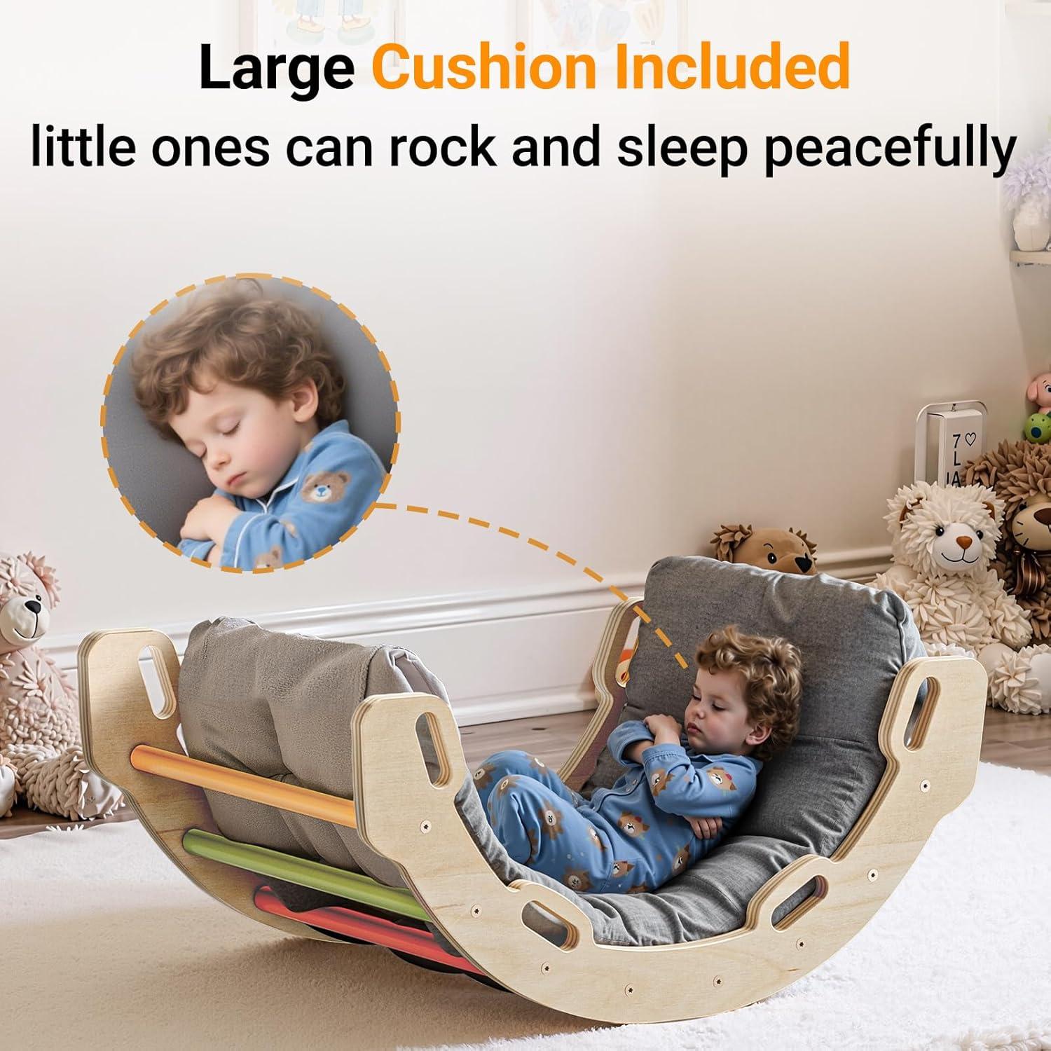 Escalador Arcoíris COSYLAND para Niños con Cojín - Juguete de Madera