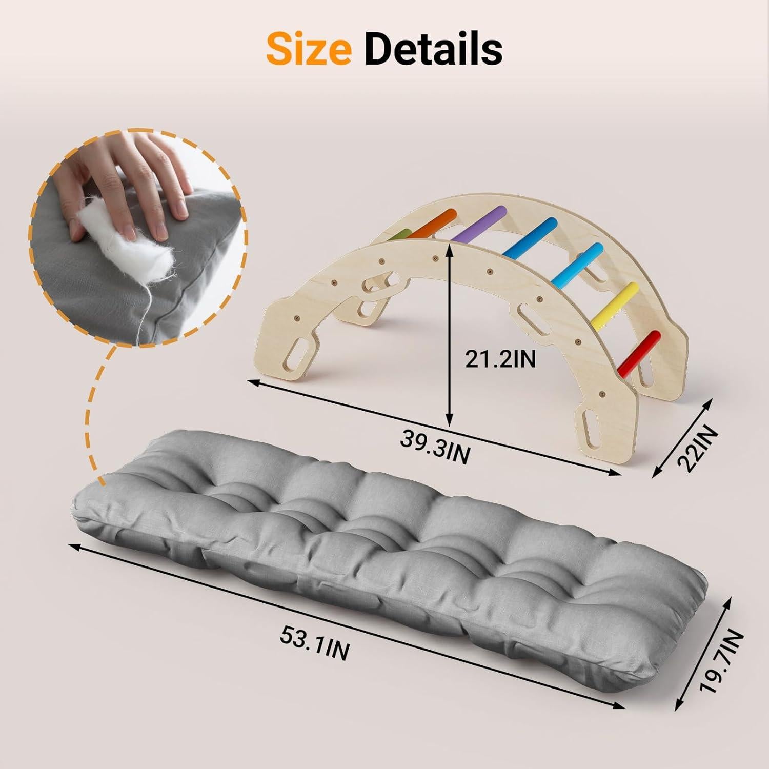 Escalador Arcoíris COSYLAND para Niños con Cojín - Juguete de Madera