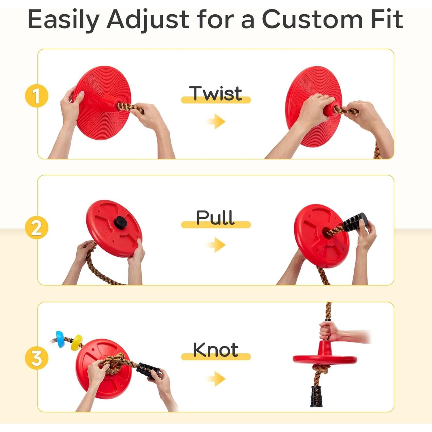 Columpio de Cuerda Ajustable DECORLIFE para Niños - Disco y Escalada