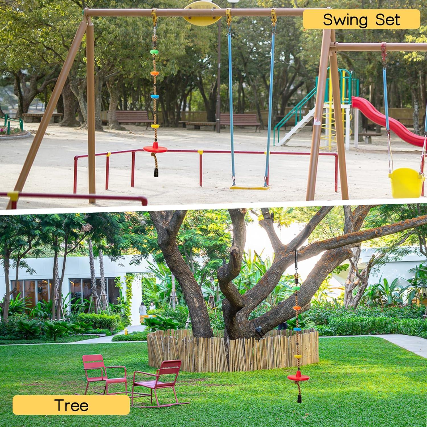 Columpio de Cuerda Ajustable DECORLIFE para Niños - Disco y Escalada