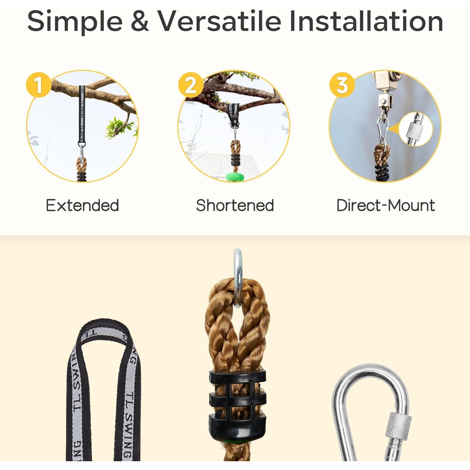 Columpio de Cuerda Ajustable DECORLIFE para Niños - Disco y Escalada