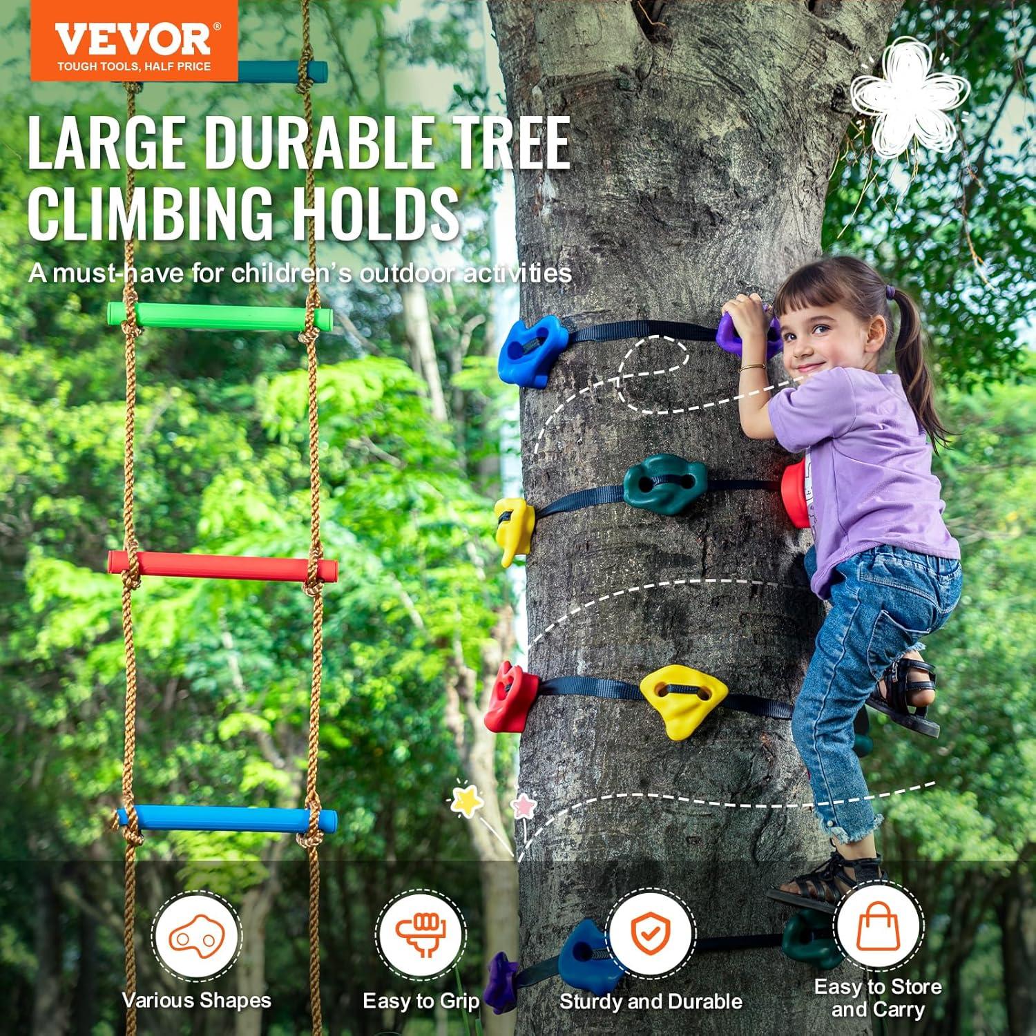 Kit de Escalada en Árbol Ninja VEVOR, 12 Agarre y Escalera 2m