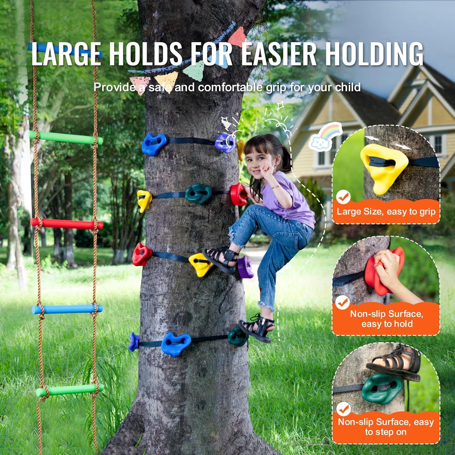 Kit de Escalada en Árbol Ninja VEVOR, 12 Agarre y Escalera 2m