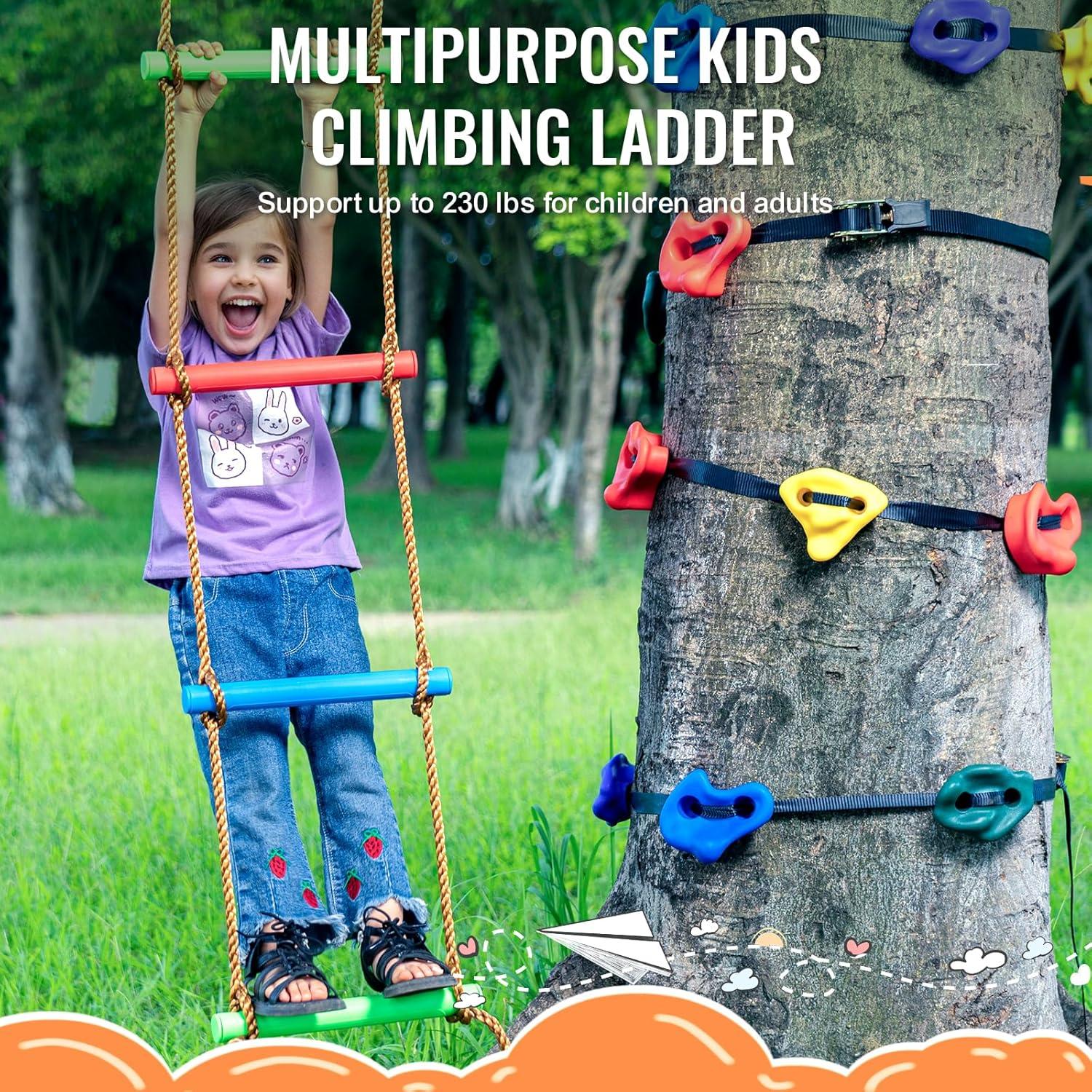 Kit de Escalada en Árbol Ninja VEVOR, 12 Agarre y Escalera 2m