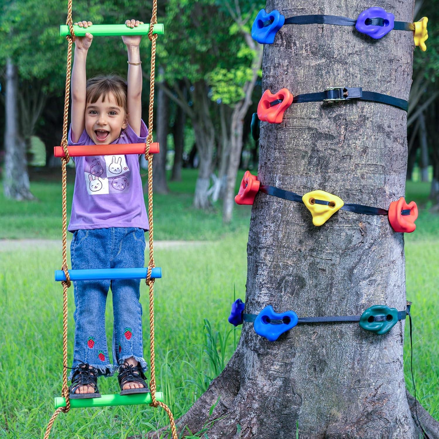 Kit de Escalada en Árbol Ninja VEVOR, 12 Agarre y Escalera 2m