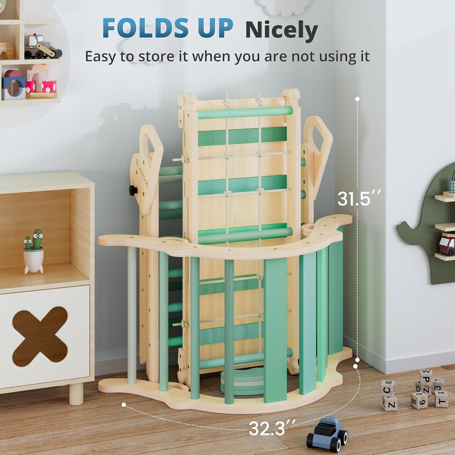 Conjunto de Escalada Montessori BlueWood 10 en 1 con Viga