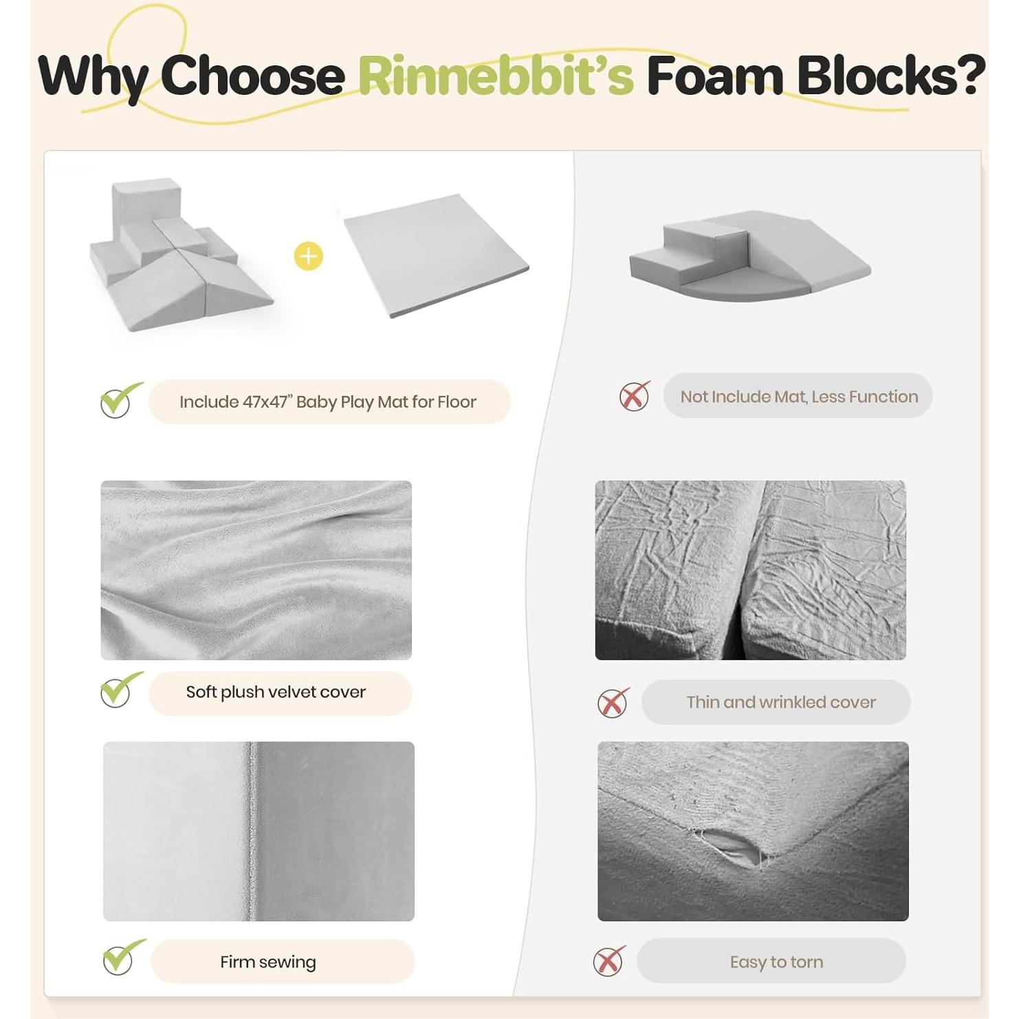 Conjunto de Bloques de Espuma Rinnebbit 6 Piezas con Alfombra 119cm