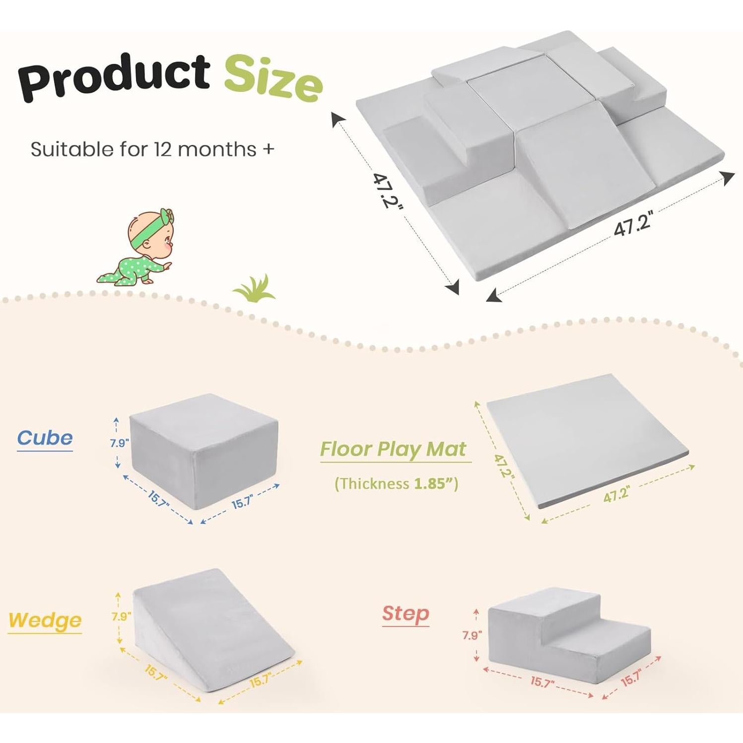 Conjunto de Bloques de Espuma Rinnebbit 6 Piezas con Alfombra 119cm