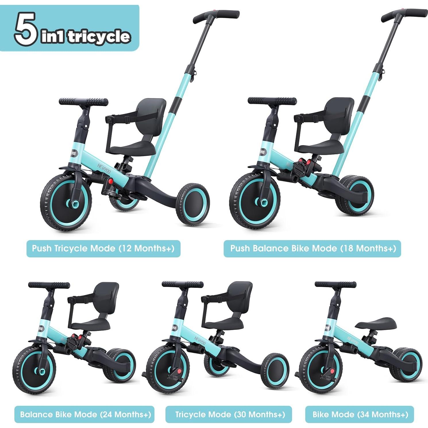 Triciclo Multifuncional Newyoo TR007 para Niños 1-3 Años Azul