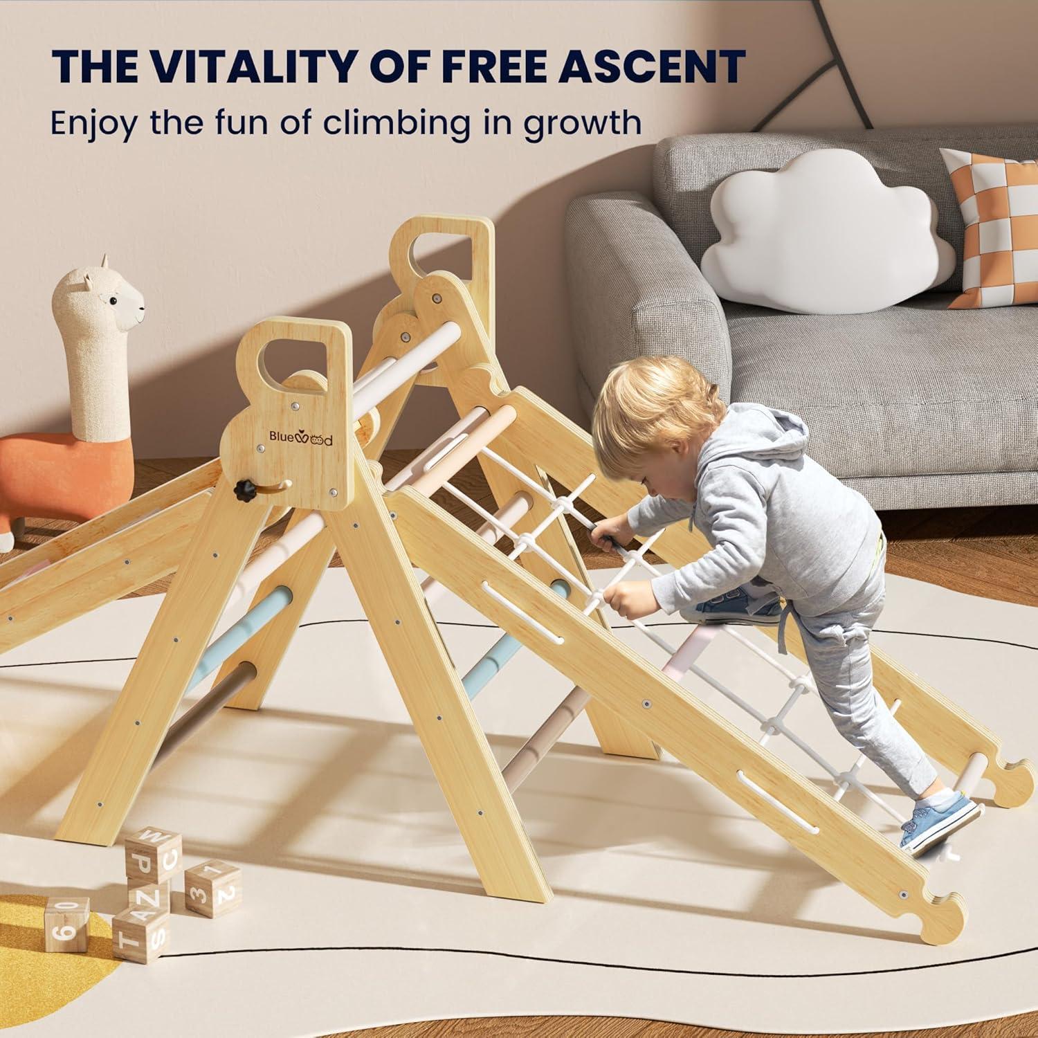 Set de Escalada Pikler 8 en 1 BlueWood para Niños 3-5 Años