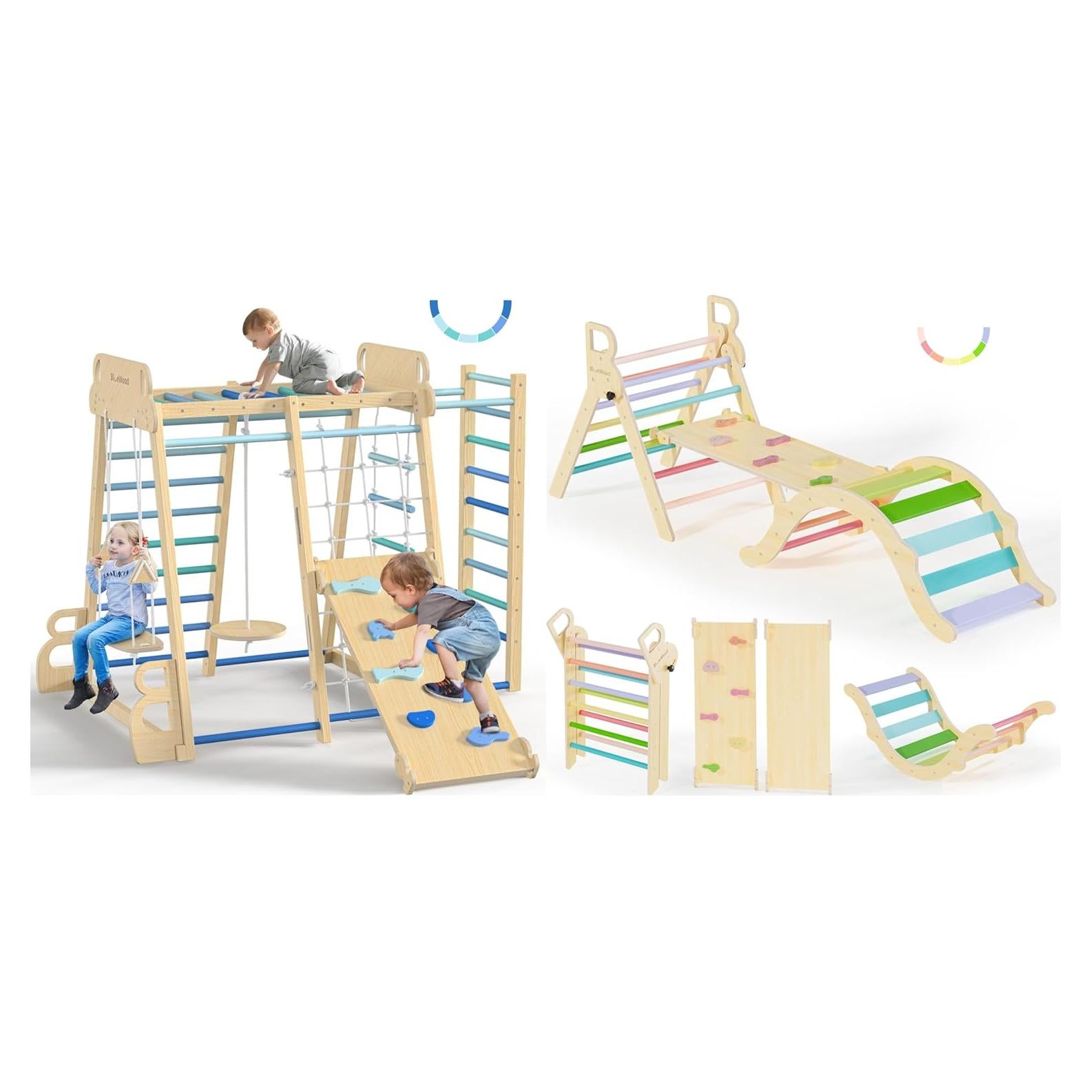Conjunto de Escalador Pikler BlueWood 9-en-1 para Niños