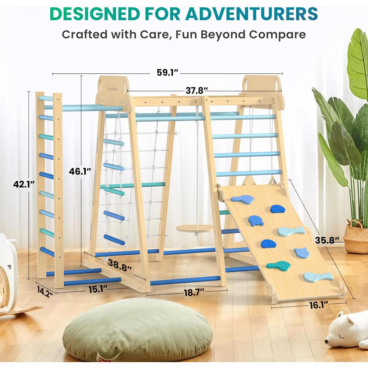 Conjunto de Escalador Pikler BlueWood 9-en-1 para Niños