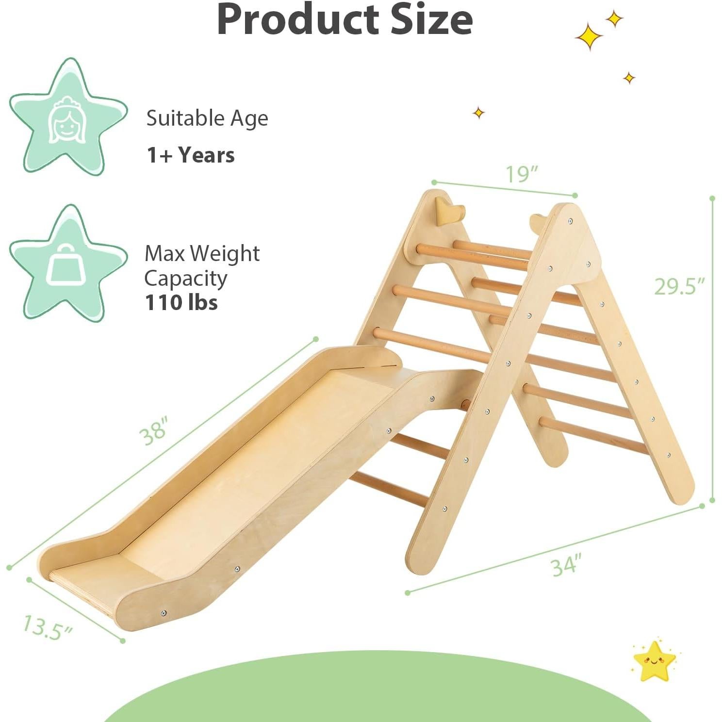 Conjunto de Escalada Pikler Olakids 2 en 1 Madera Natural