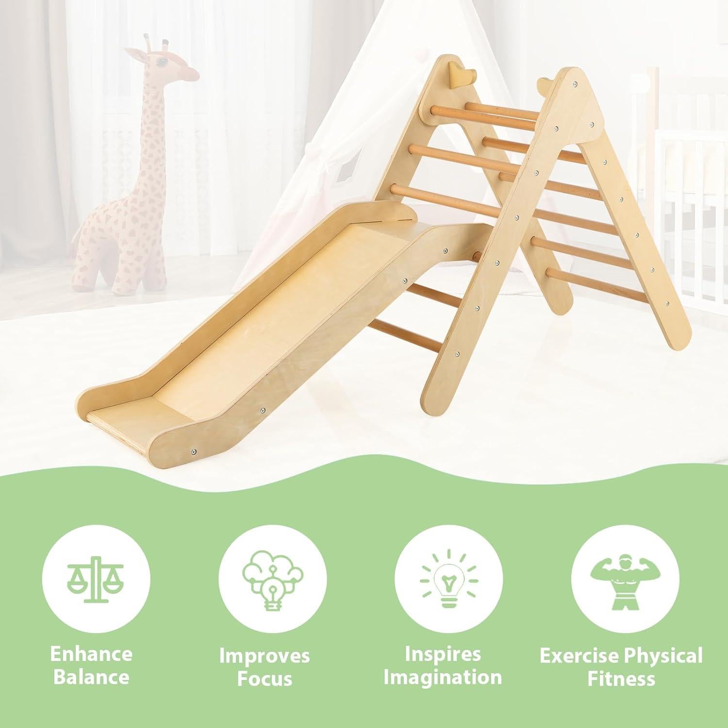 Conjunto de Escalada Pikler Olakids 2 en 1 Madera Natural