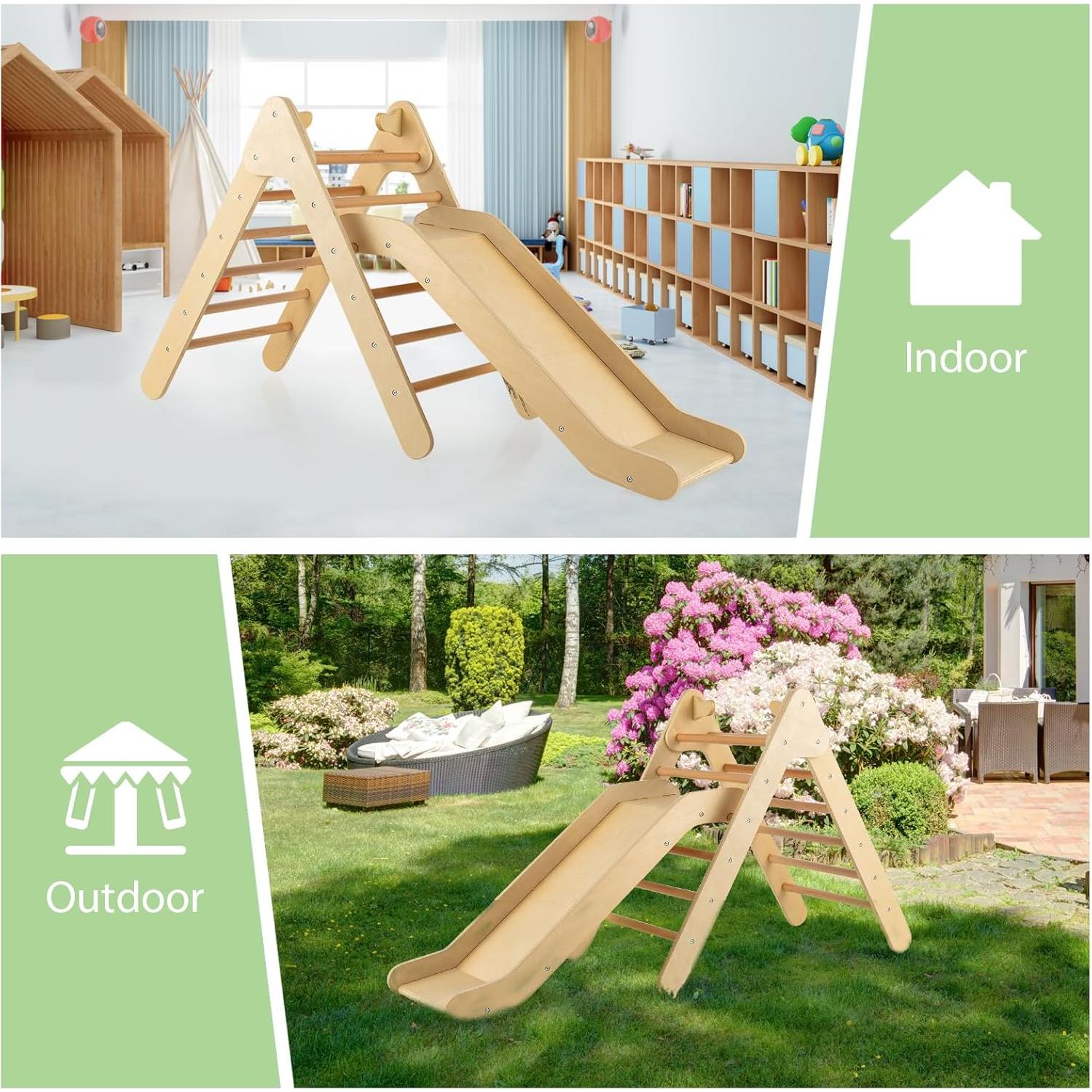 Conjunto de Escalada Pikler Olakids 2 en 1 Madera Natural