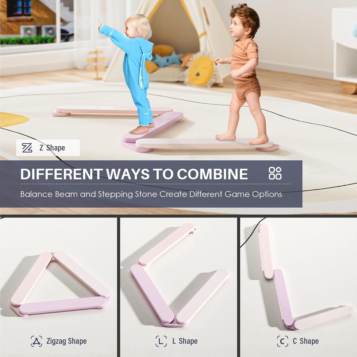 Conjunto Triángulo Pikler BlueWood 7 en 1 Viga Equilibrio Niños