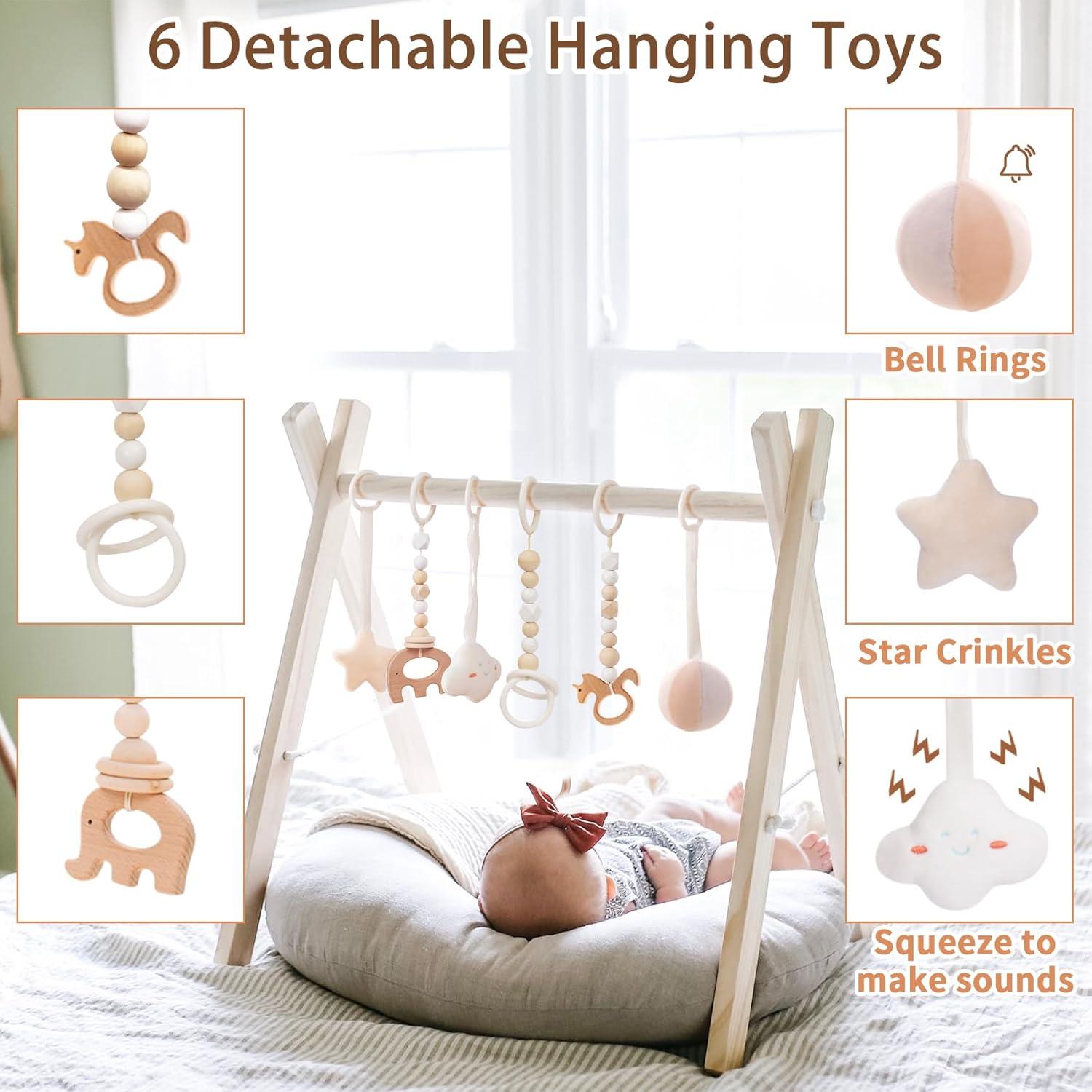 Gimnasio de Bebé de Madera Funny Supply con 6 Juguetes