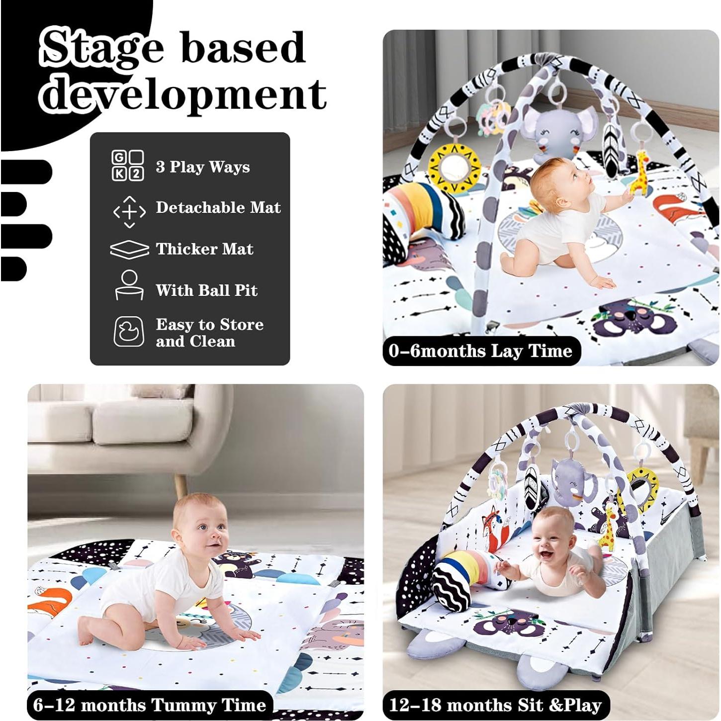 Alfombra de Juego para Bebés 8 en 1 con Juguetes Desmontables