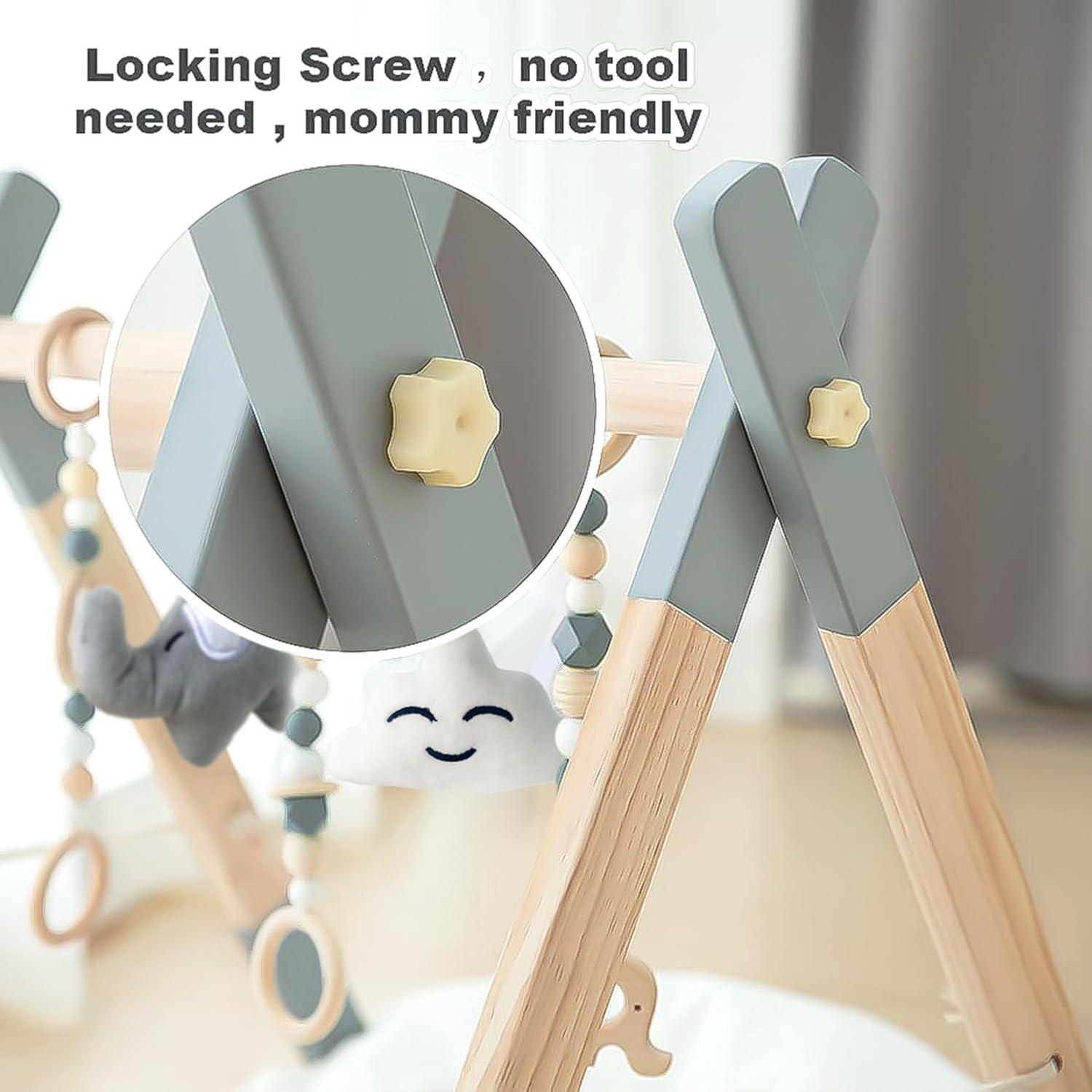 Gimnasio de Madera Plegable para Bebés - 5 Juguetes Incluidos