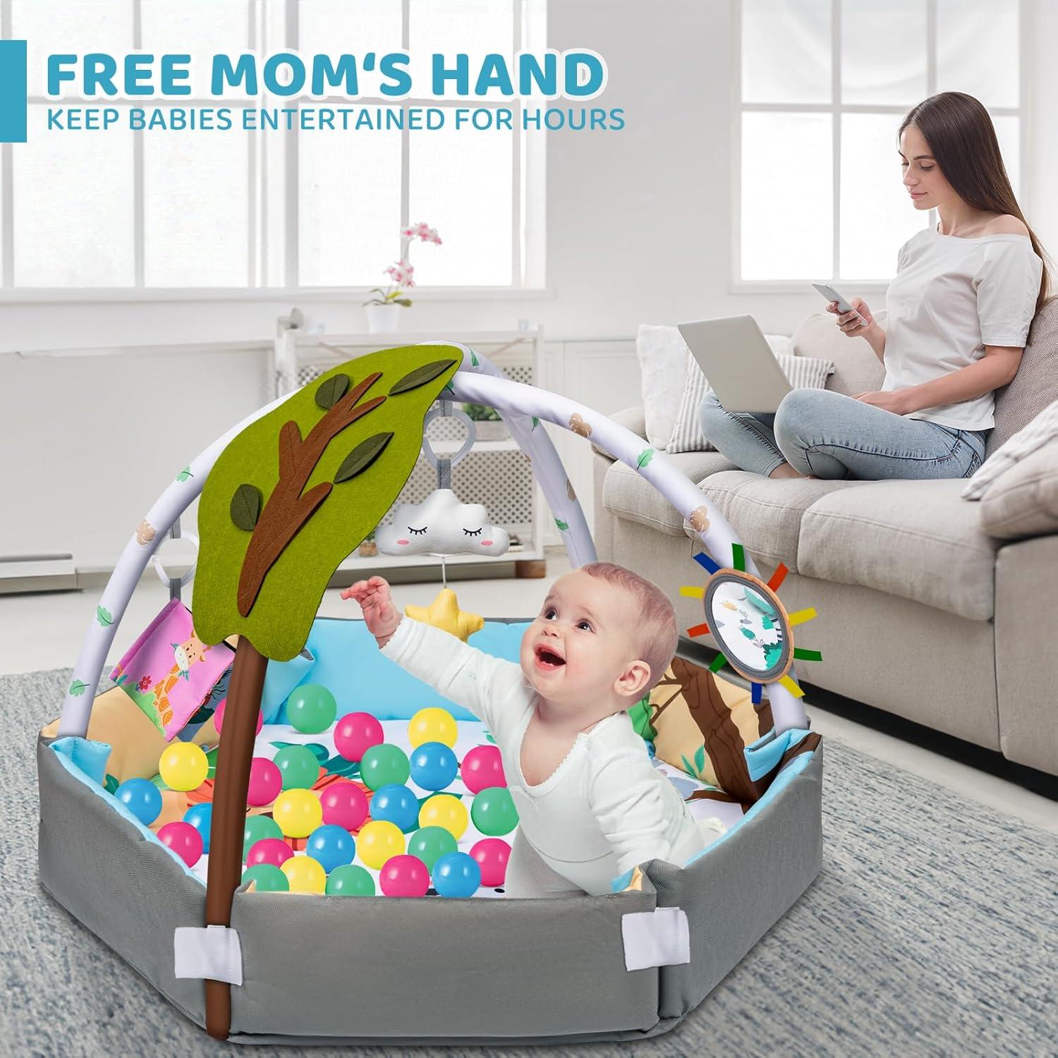 Alfombra de Juego para Bebés Jyusmile 8 en 1 con Juguetes