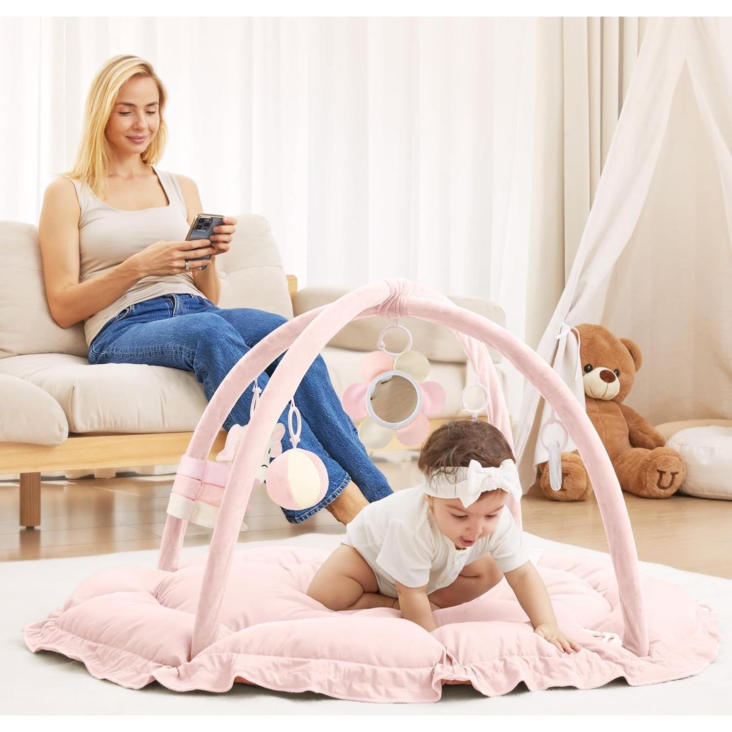 Alfombra de Juego 5 en 1 ANGELBLISS Rosa con Juguetes