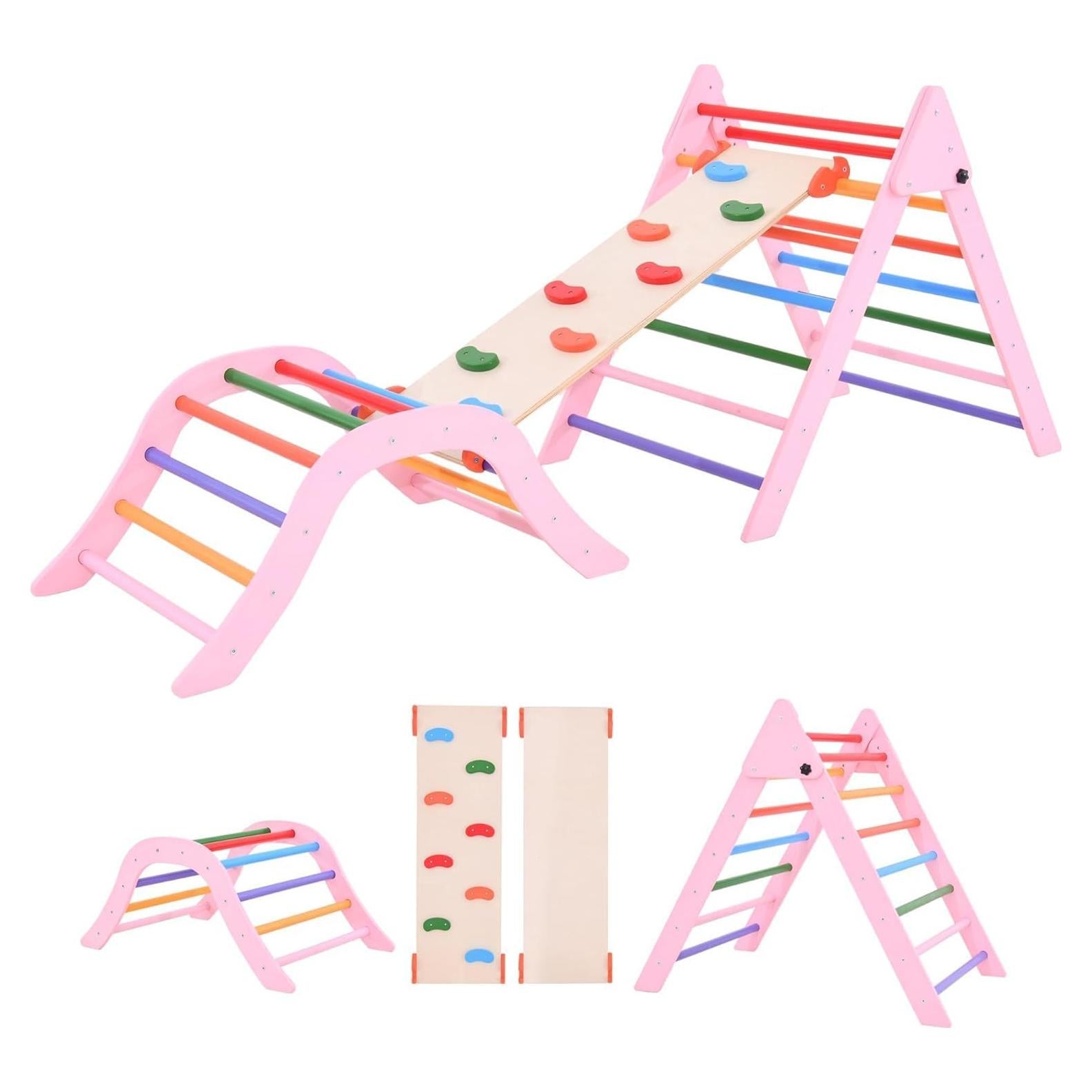Conjunto de Escalada Montessori FansaFurn 7 en 1 Madera Rosa