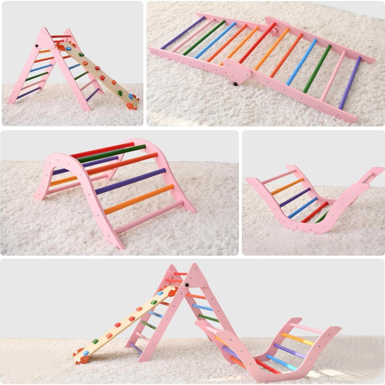 Conjunto de Escalada Montessori FansaFurn 7 en 1 Madera Rosa