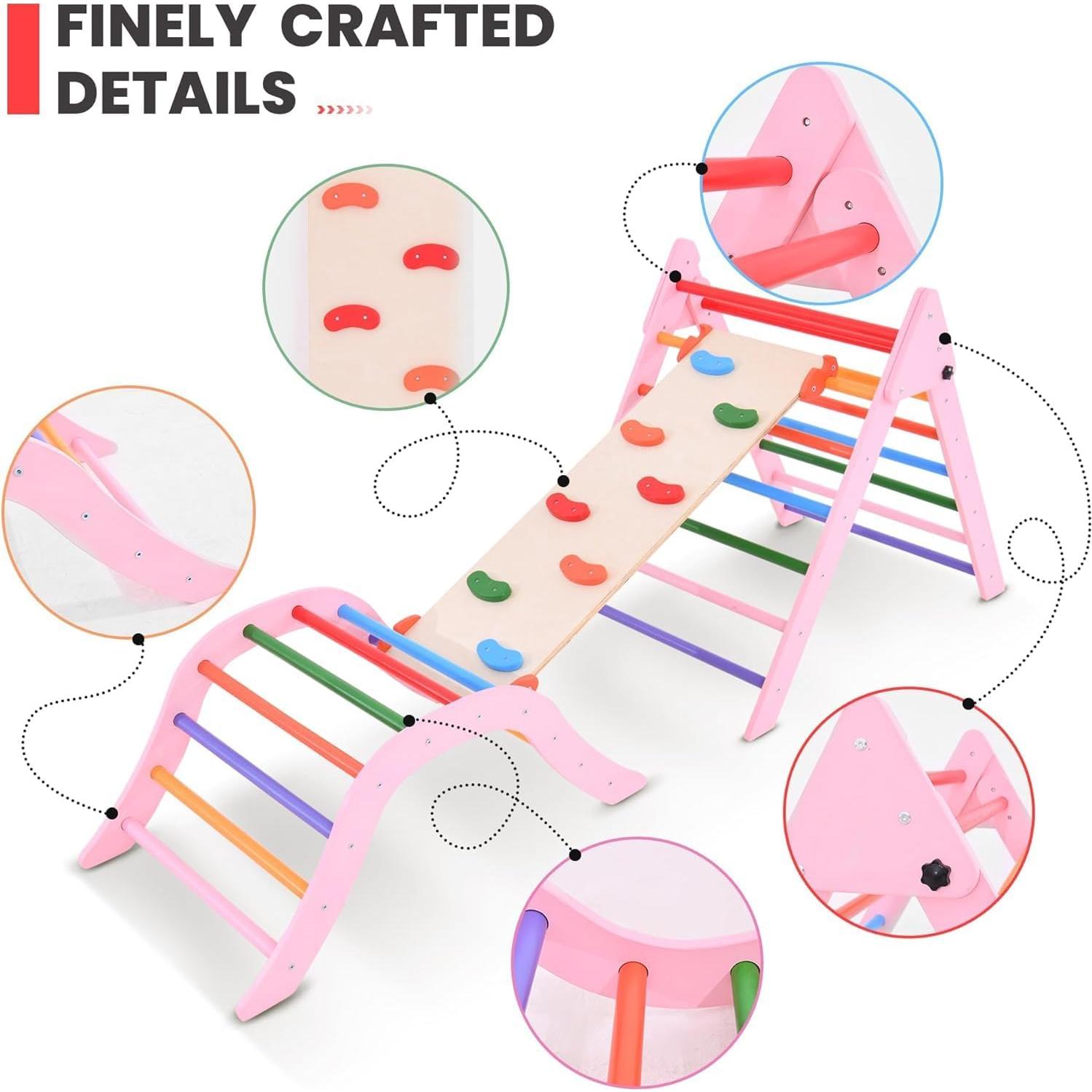 Conjunto de Escalada Montessori FansaFurn 7 en 1 Madera Rosa