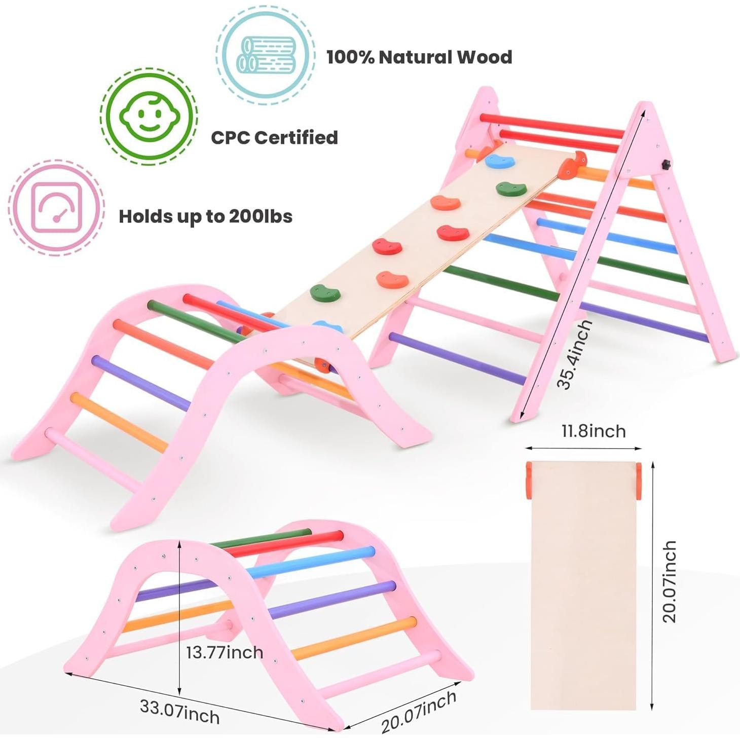 Conjunto de Escalada Montessori FansaFurn 7 en 1 Madera Rosa