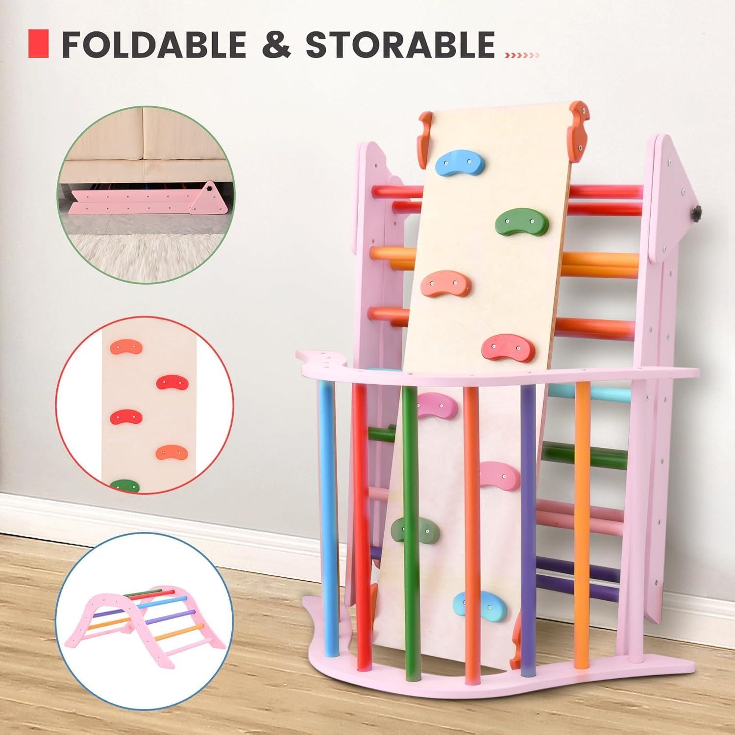 Conjunto de Escalada Montessori FansaFurn 7 en 1 Madera Rosa