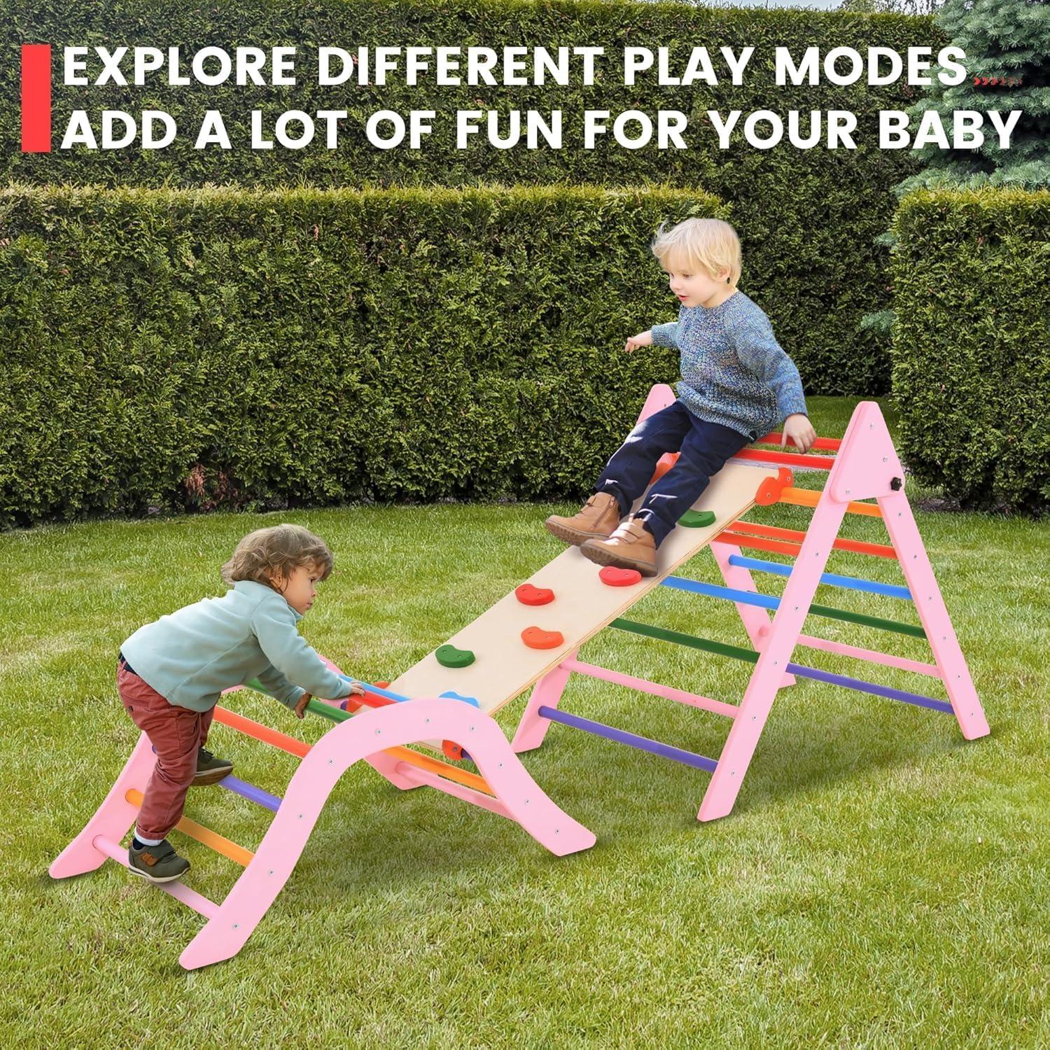 Conjunto de Escalada Montessori FansaFurn 7 en 1 Madera Rosa