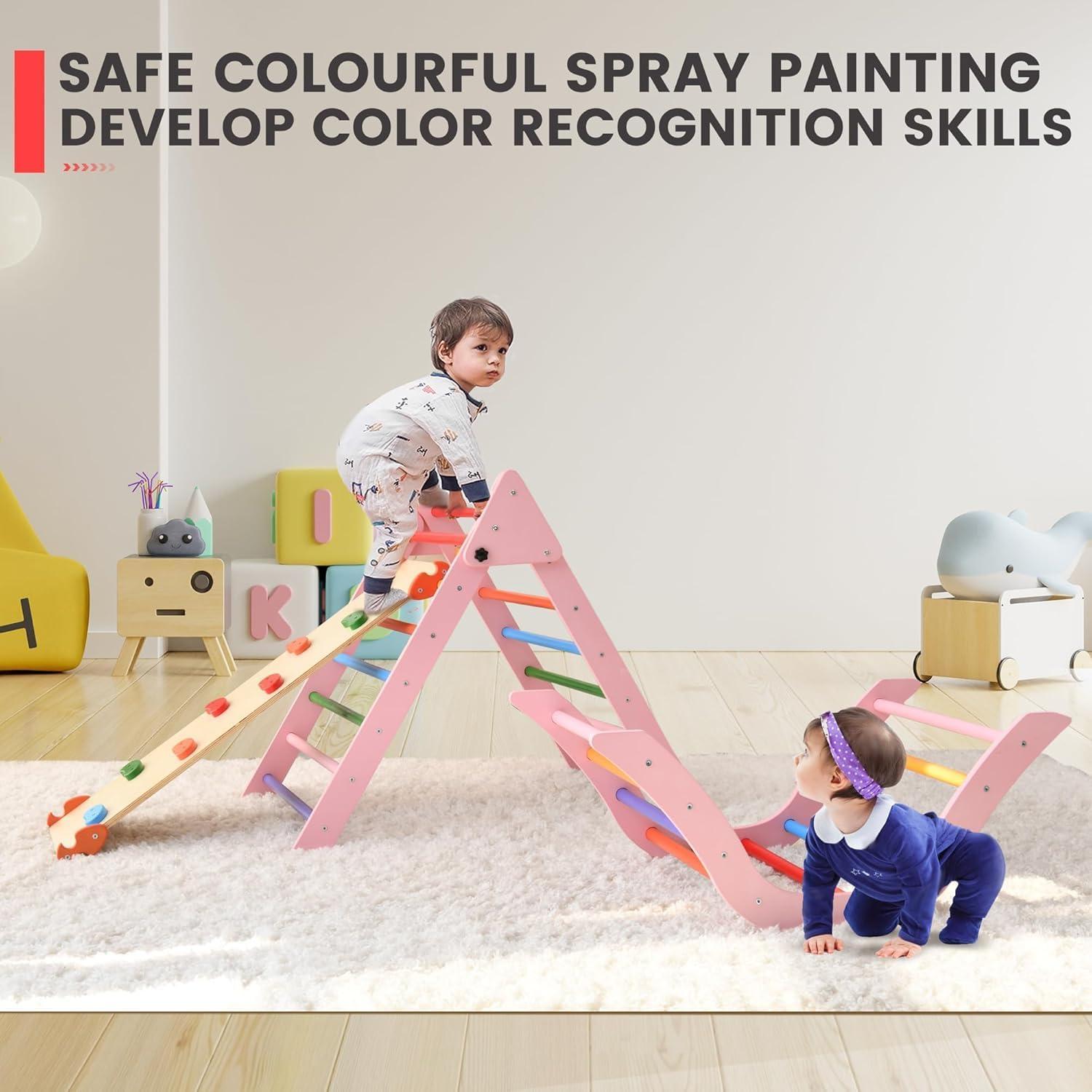 Conjunto de Escalada Montessori FansaFurn 7 en 1 Madera Rosa