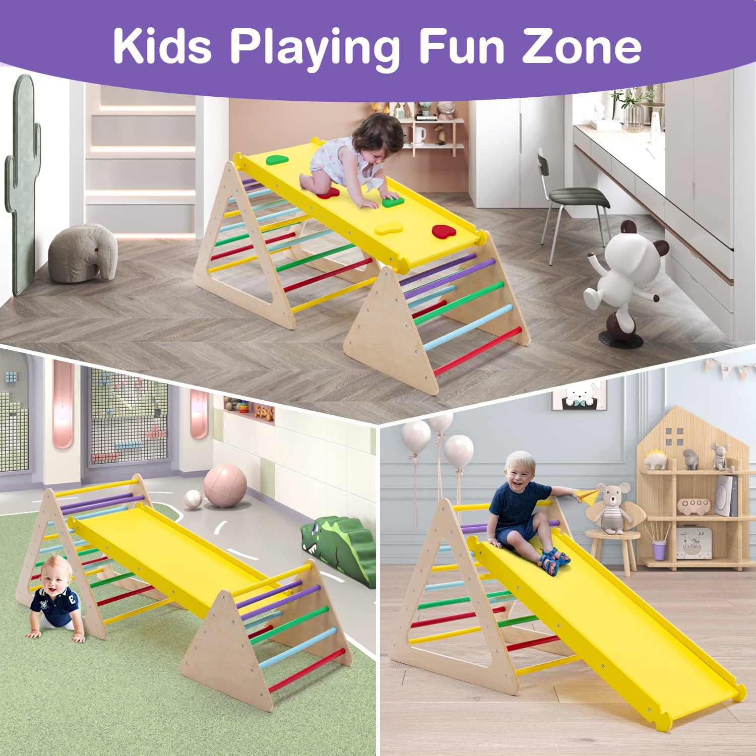 Escalador Triangular Wonline 3 en 1 de Madera para Niños