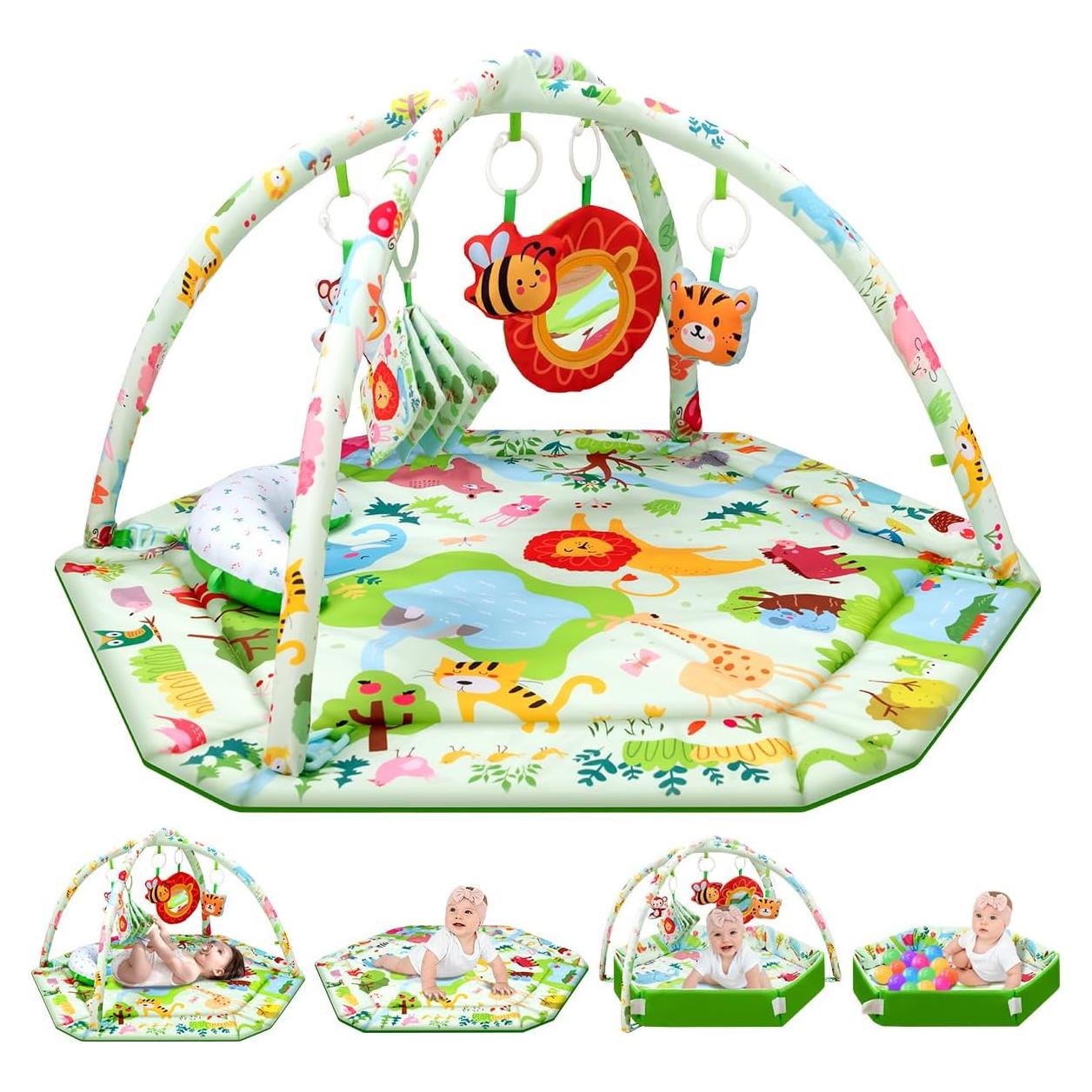 Alfombra de Juego para Bebés Lulunemo BG002 - 110x97cm con 6 Juguetes