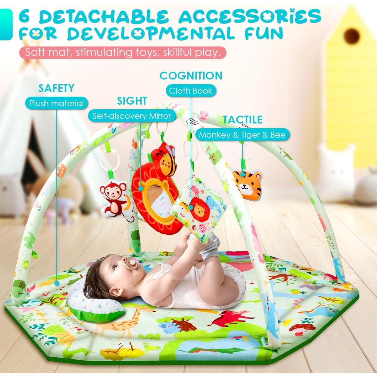 Alfombra de Juego para Bebés Lulunemo BG002 - 110x97cm con 6 Juguetes