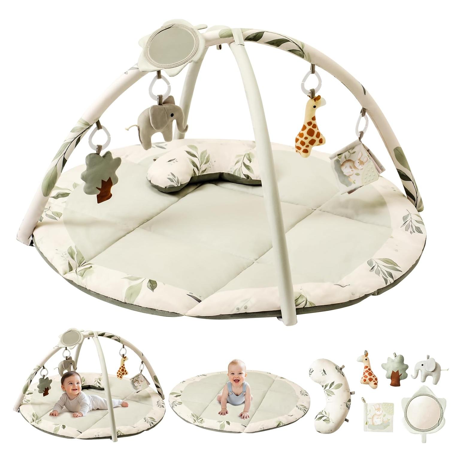 Gimnasio de Juego Fortella para Bebés Verde Salvia con 5 Juguetes
