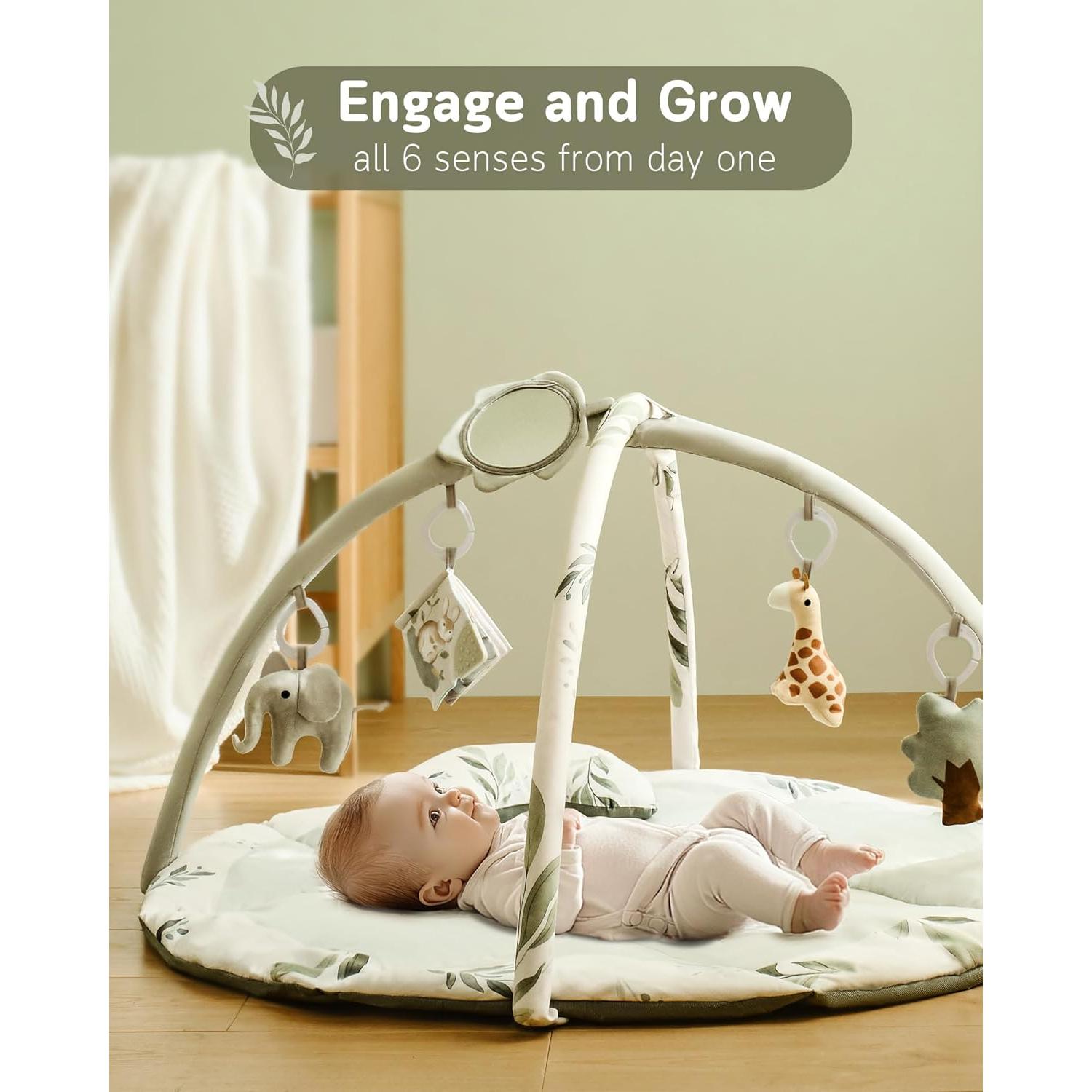 Gimnasio de Juego Fortella para Bebés Verde Salvia con 5 Juguetes