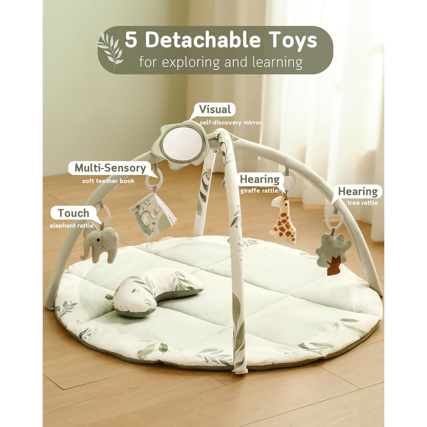 Gimnasio de Juego Fortella para Bebés Verde Salvia con 5 Juguetes