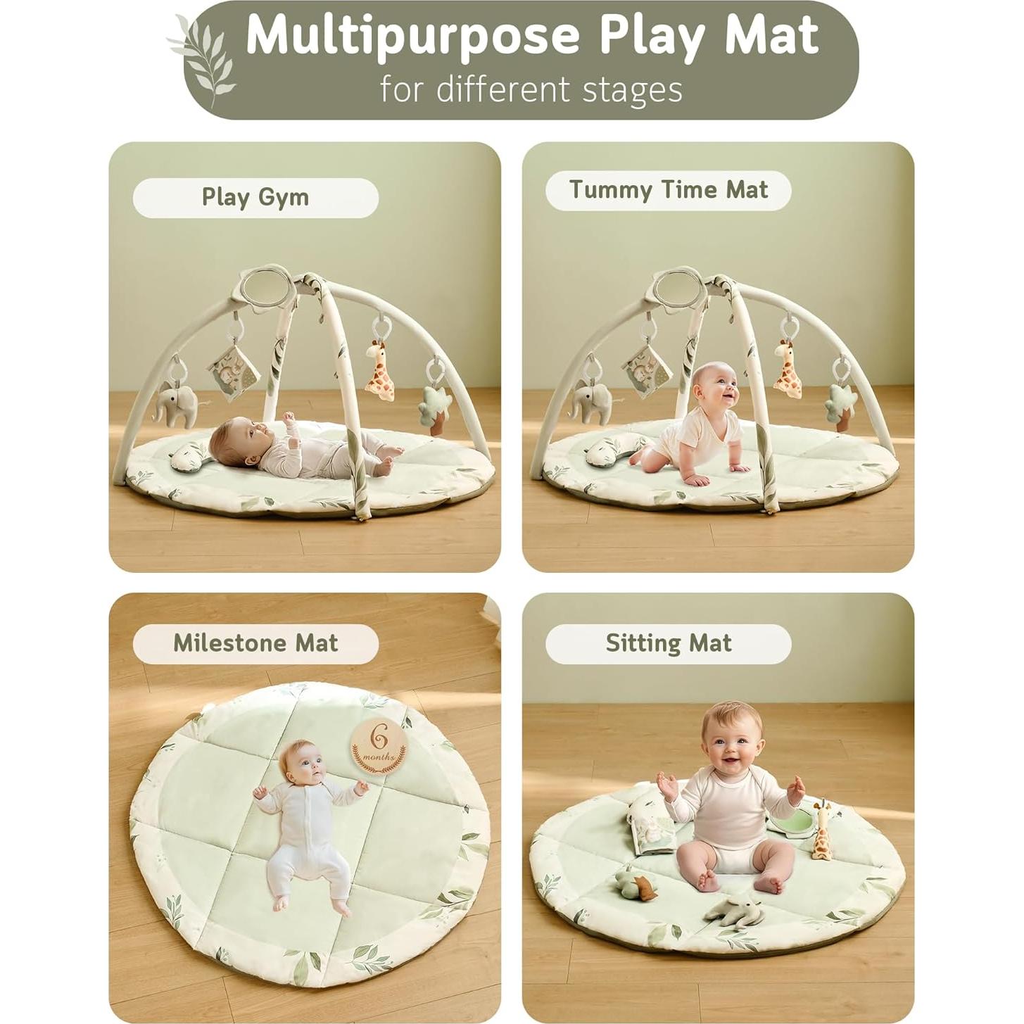 Gimnasio de Juego Fortella para Bebés Verde Salvia con 5 Juguetes