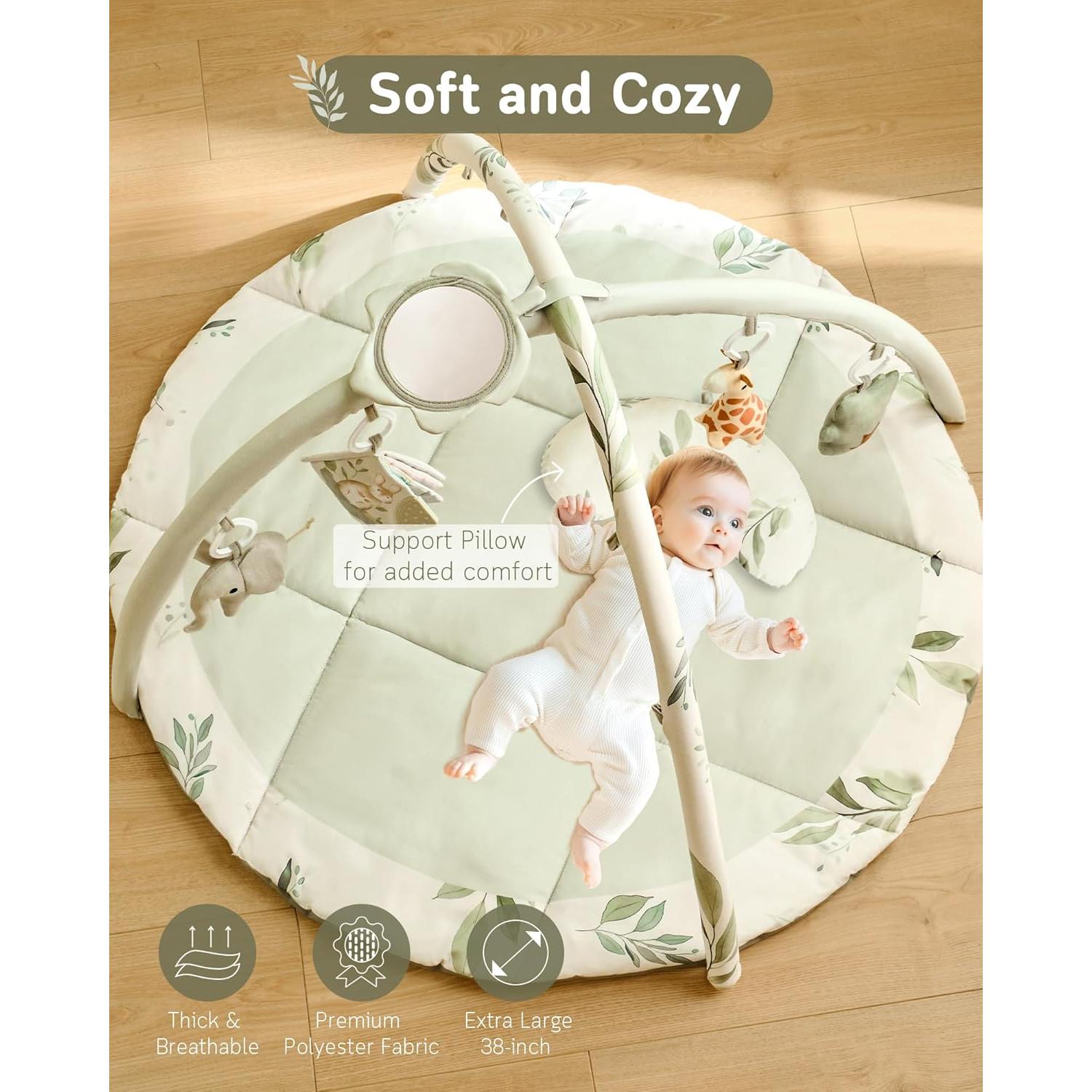 Gimnasio de Juego Fortella para Bebés Verde Salvia con 5 Juguetes