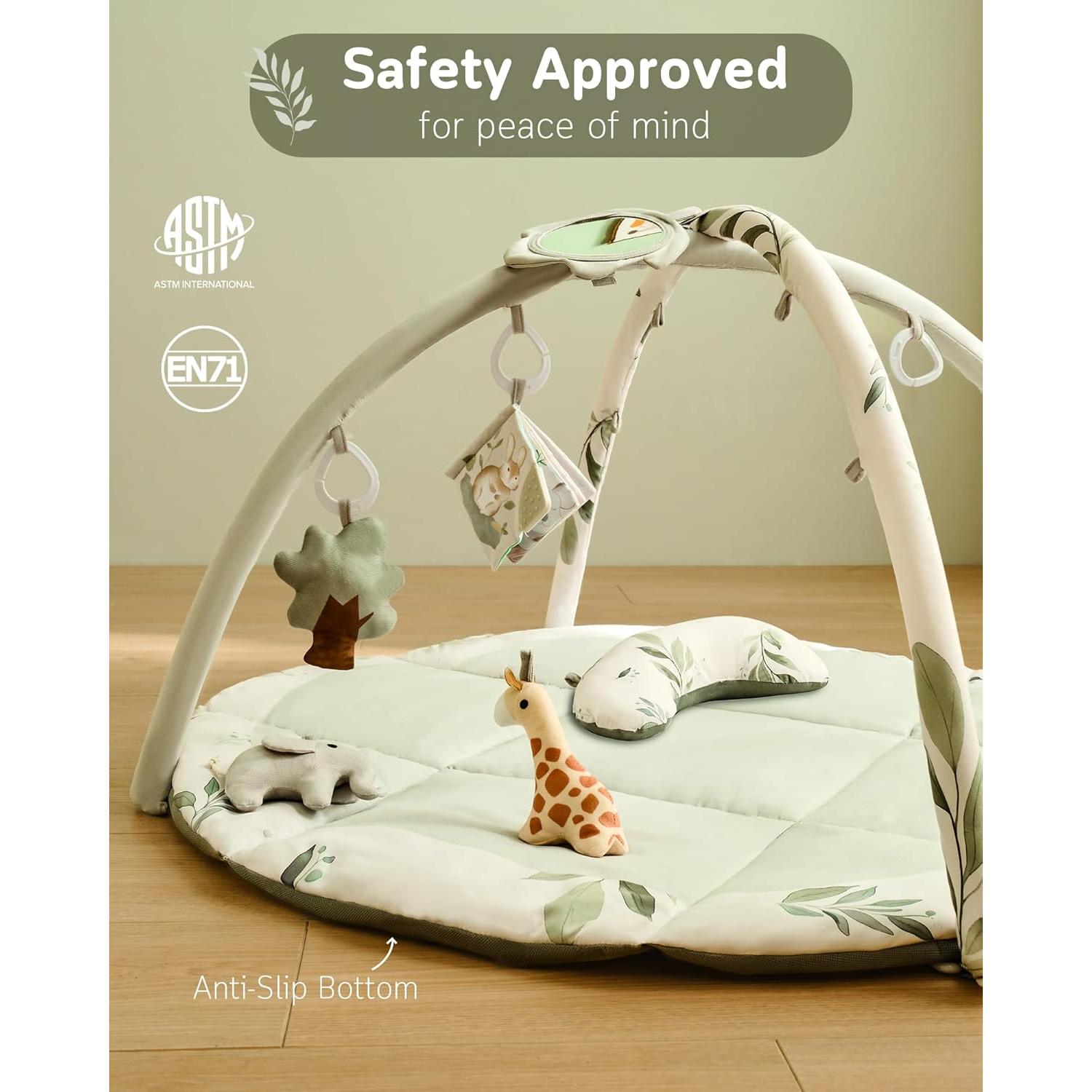 Gimnasio de Juego Fortella para Bebés Verde Salvia con 5 Juguetes