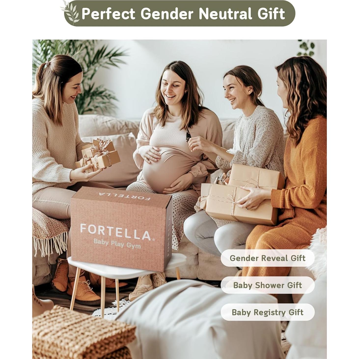 Gimnasio de Juego Fortella para Bebés Verde Salvia con 5 Juguetes