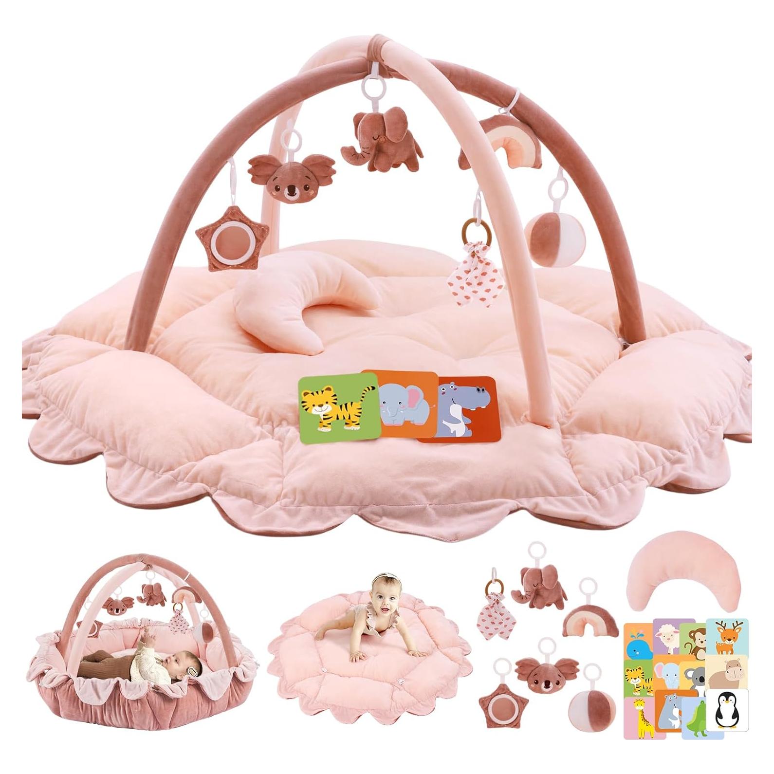 Gimnasio para Bebés 5 en 1 Foryoomi Rosa con 6 Juguetes