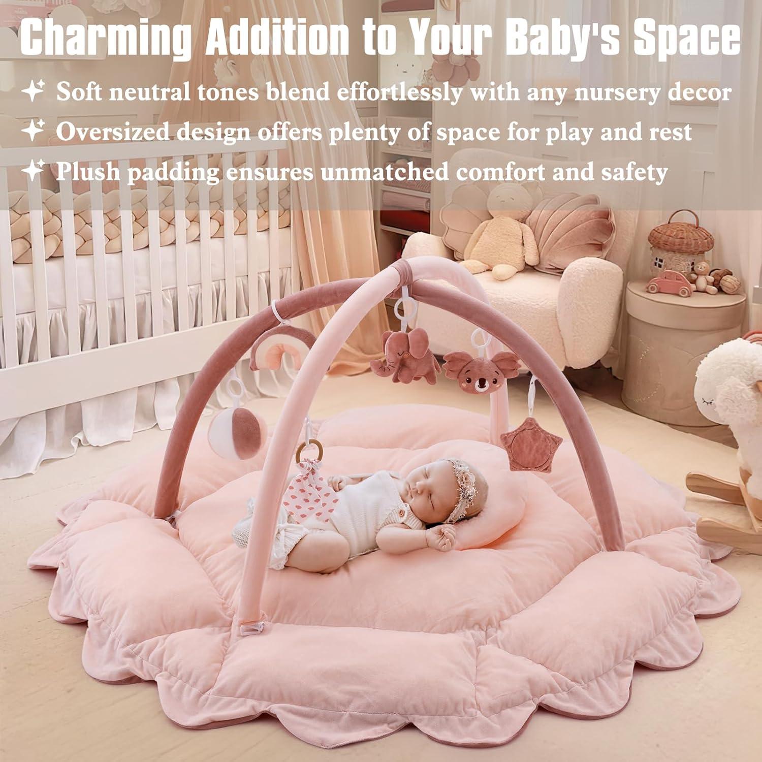 Gimnasio para Bebés 5 en 1 Foryoomi Rosa con 6 Juguetes