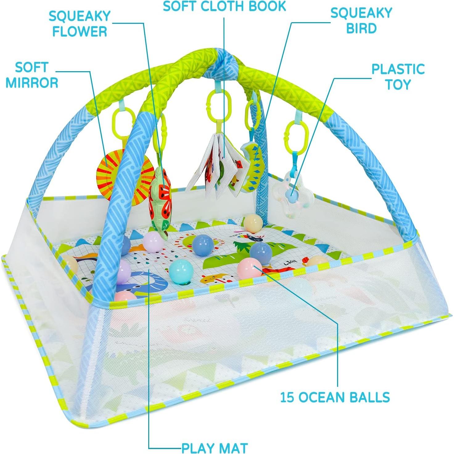 Alfombra de Juego para Bebés Dr.Rapeti 81x81 cm con Pelotas