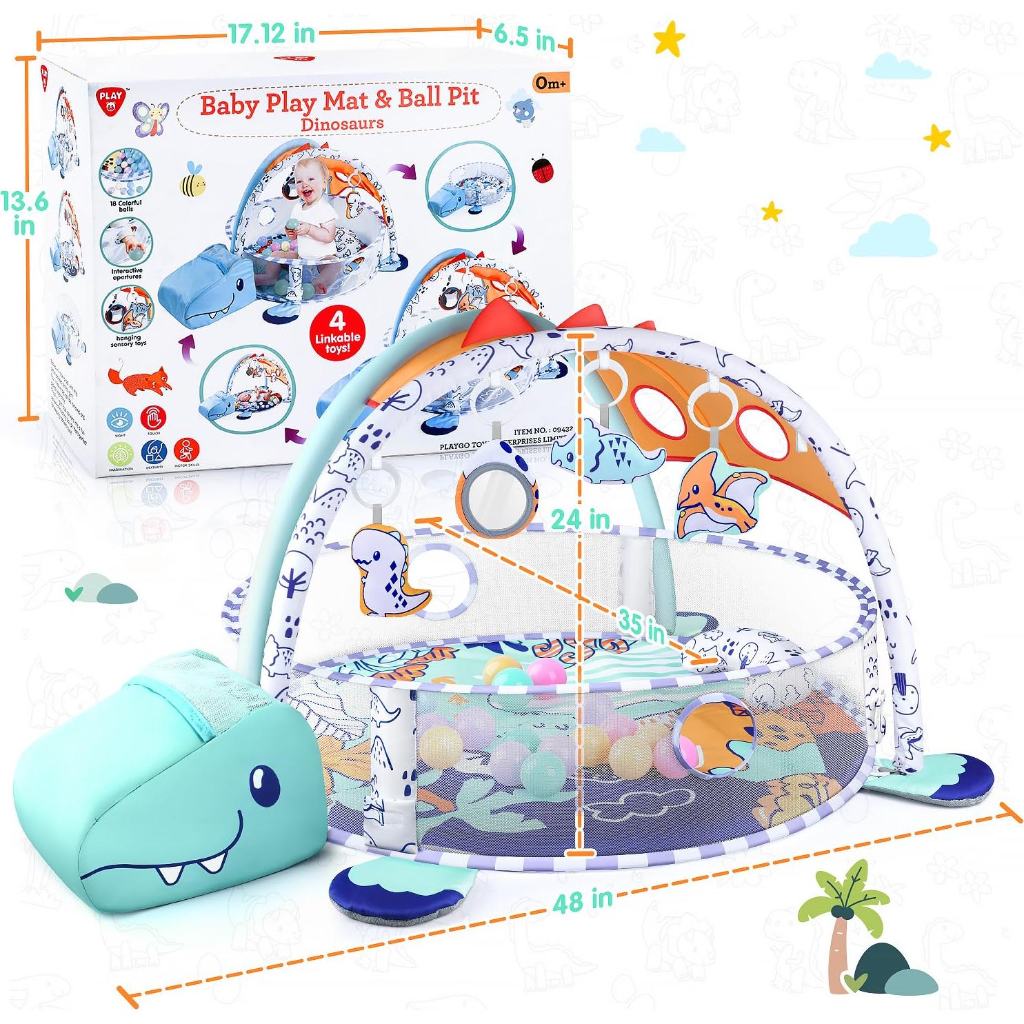 Alfombra de Juego 5-en-1 WeeHomm Dinosaurios 88.9 cm Lavable