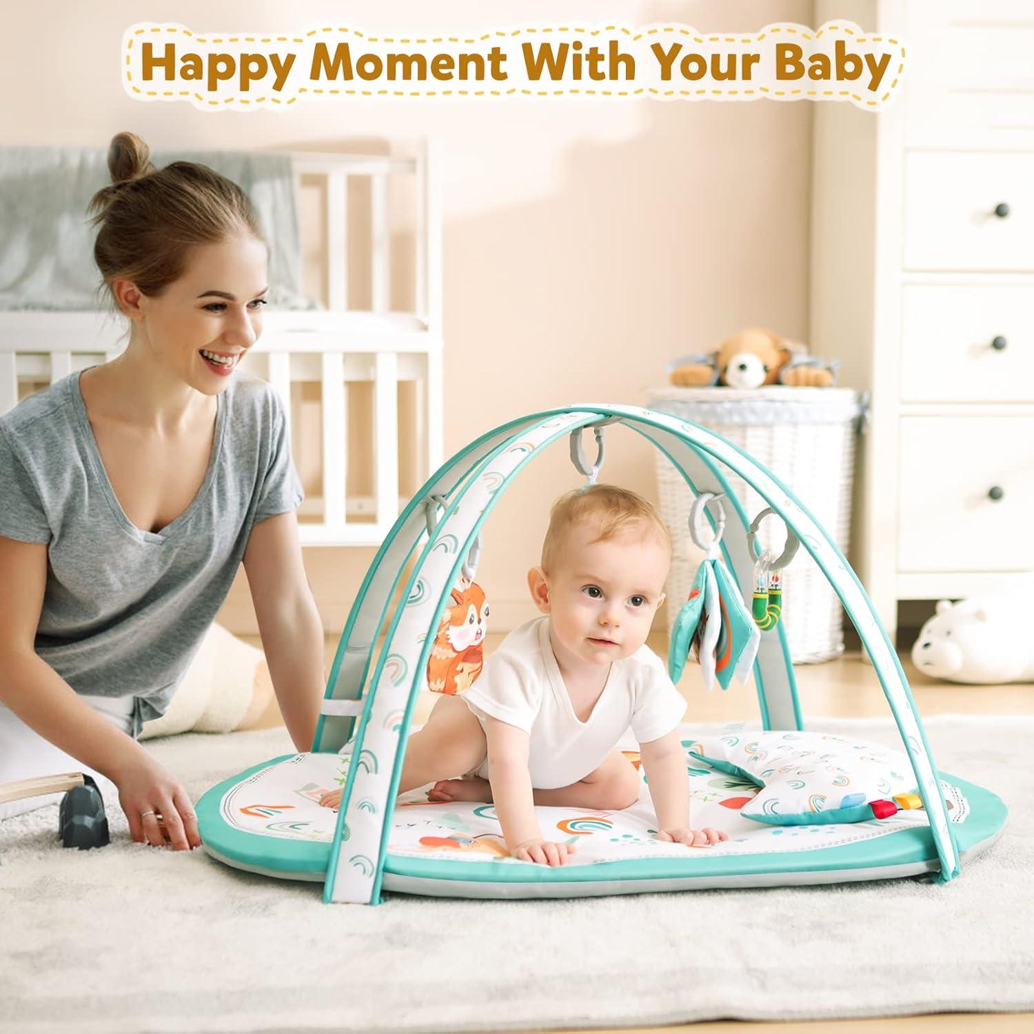 Gimnasio de Juego para Bebés ibabejoy 7 en 1 con Alfombra Lavable